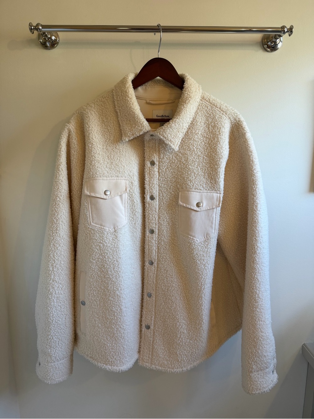 Goodfellow & Co Cream Sherpa Shirt Jacket